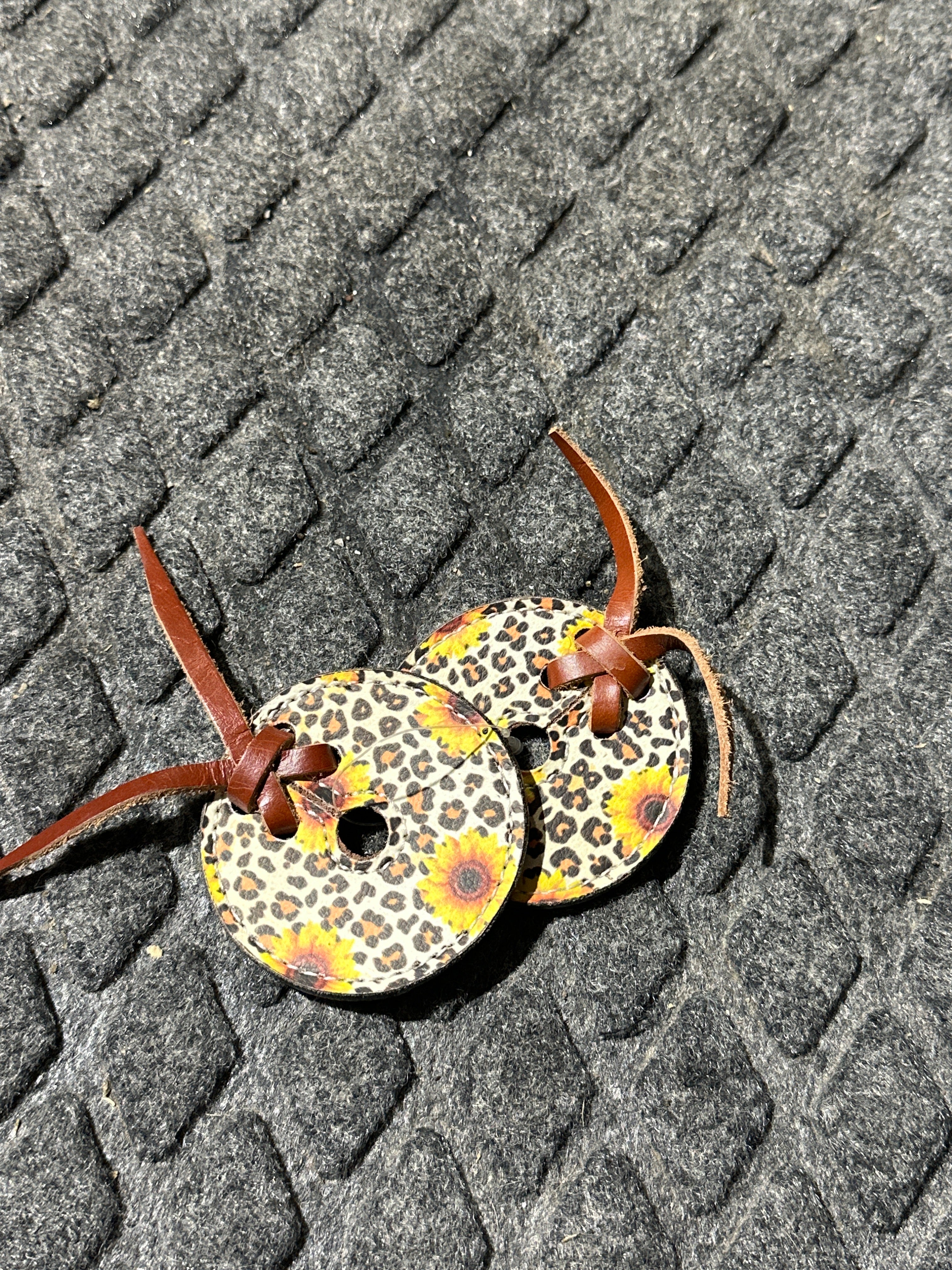 Cheetah print & sunflower leather bit guards