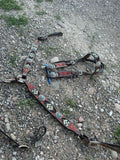 Beaded headstall & breast collar with turquoise accent conchos