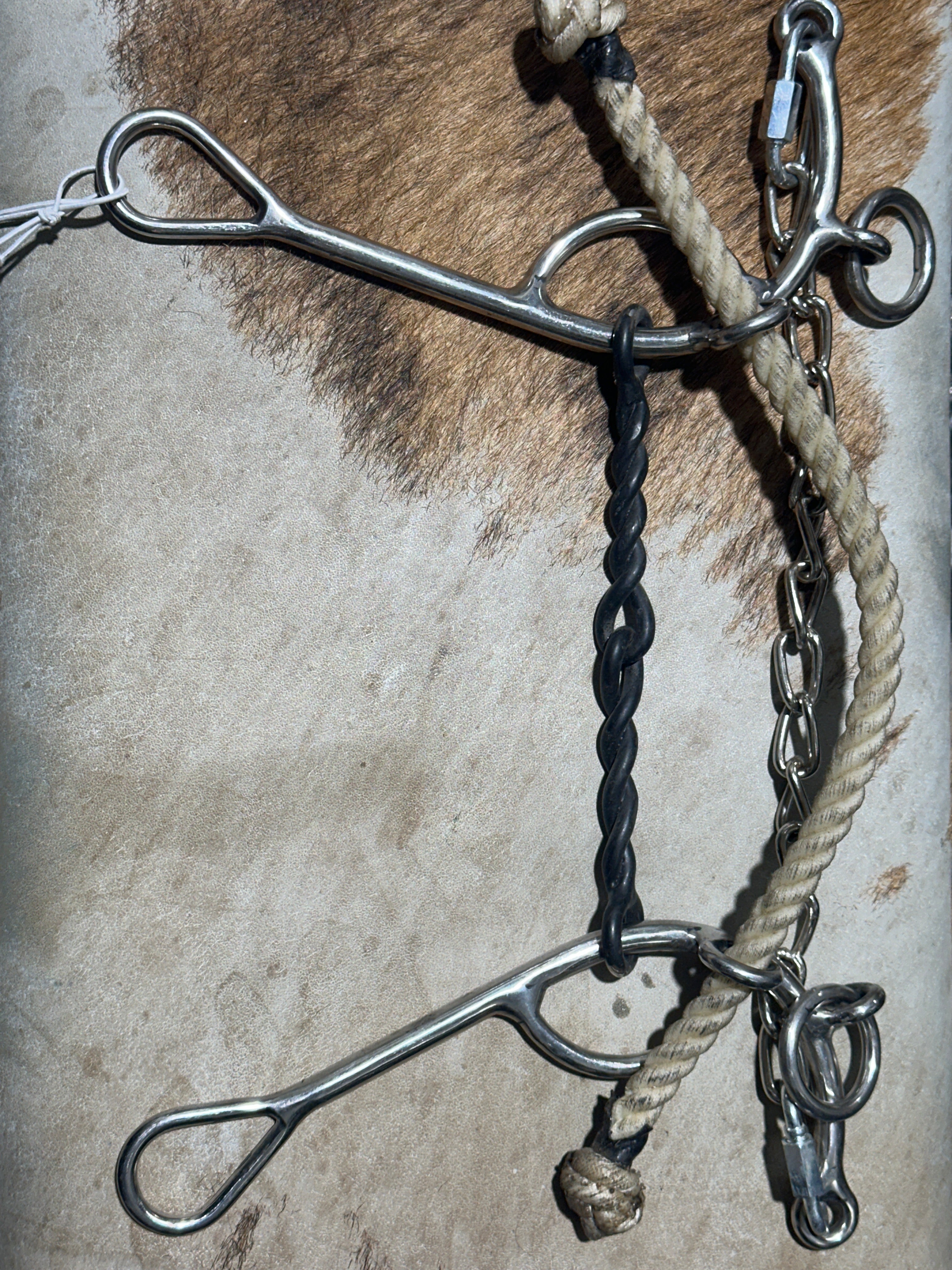 2 pc twisted wire combination gag bit long shank