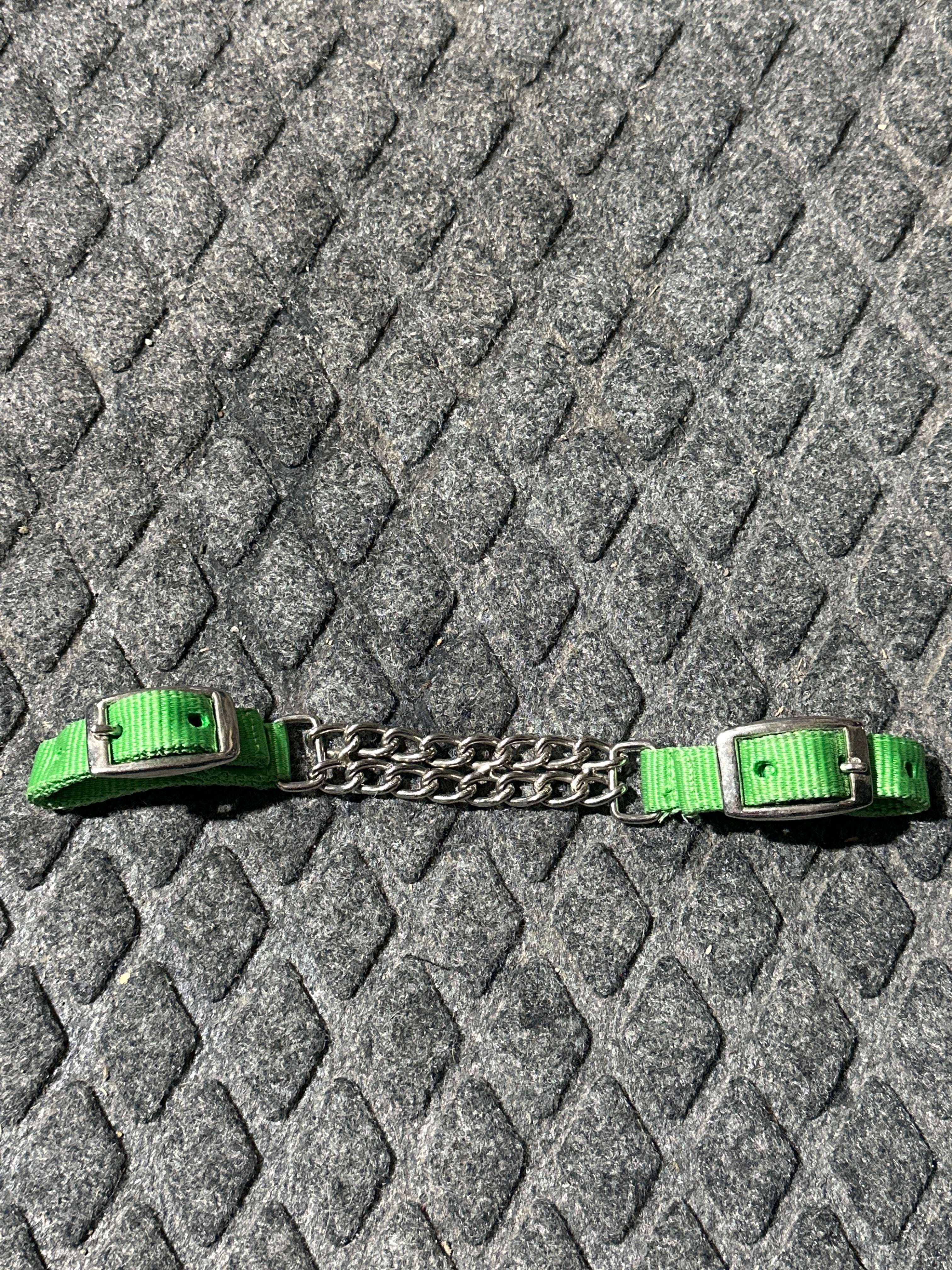 Lime green nylon chain chin strap