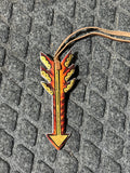 Fire arrow tie on saddle charm