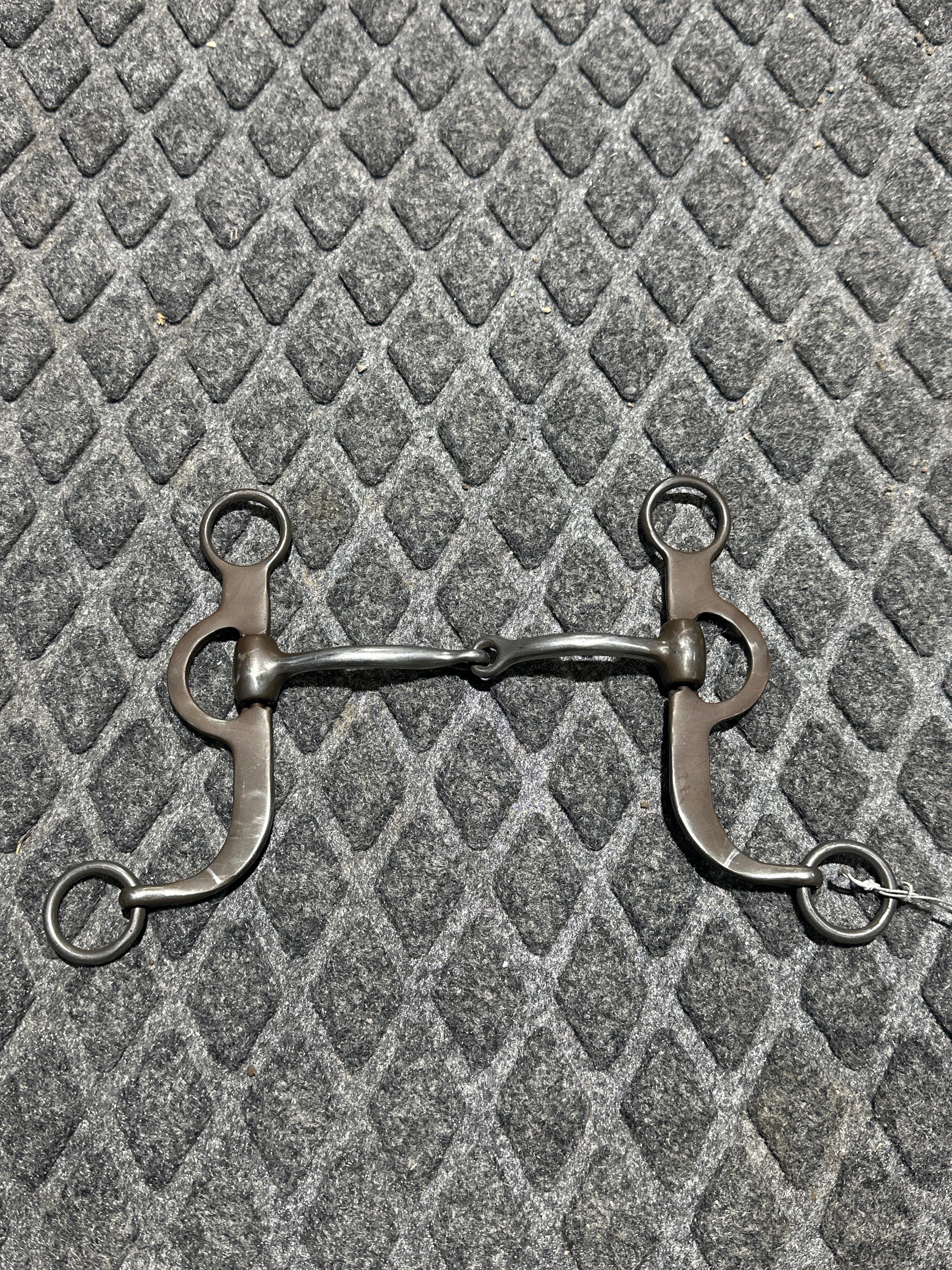 Brown steel medium shank cheek 2 pc smooth snaffle