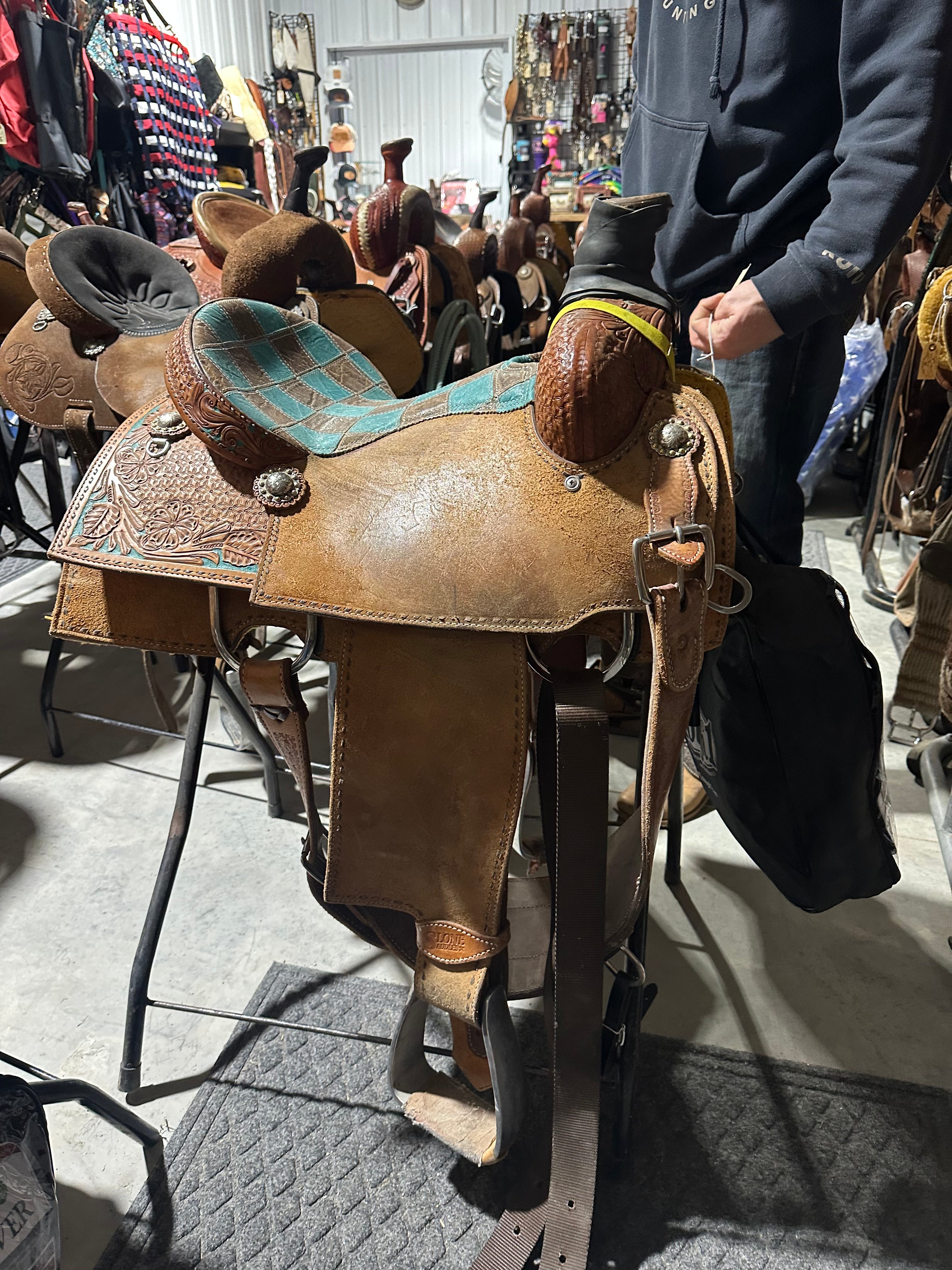 14.5” custom Slone Saddlery rope saddle