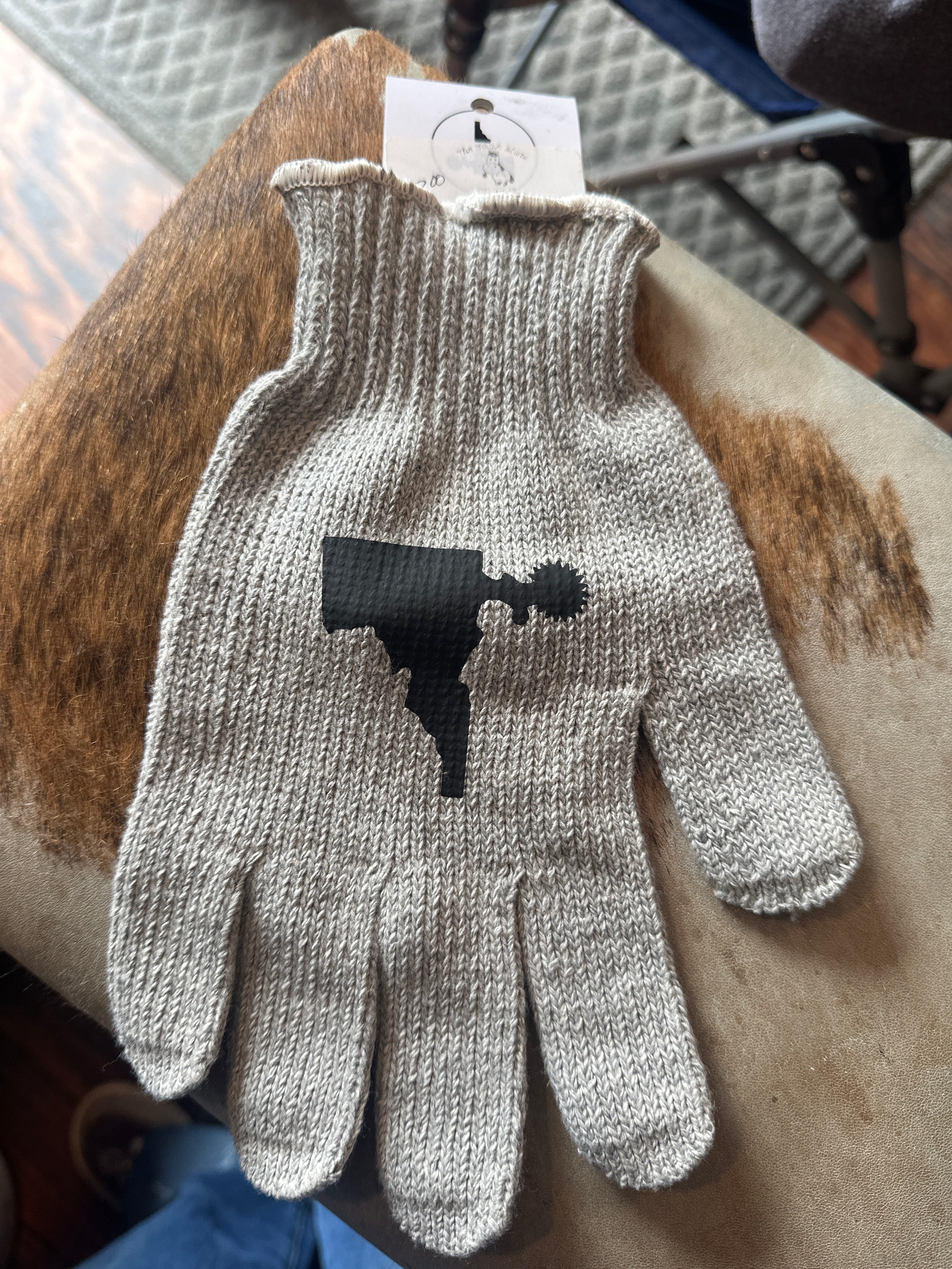 Large grey cotton rope glove