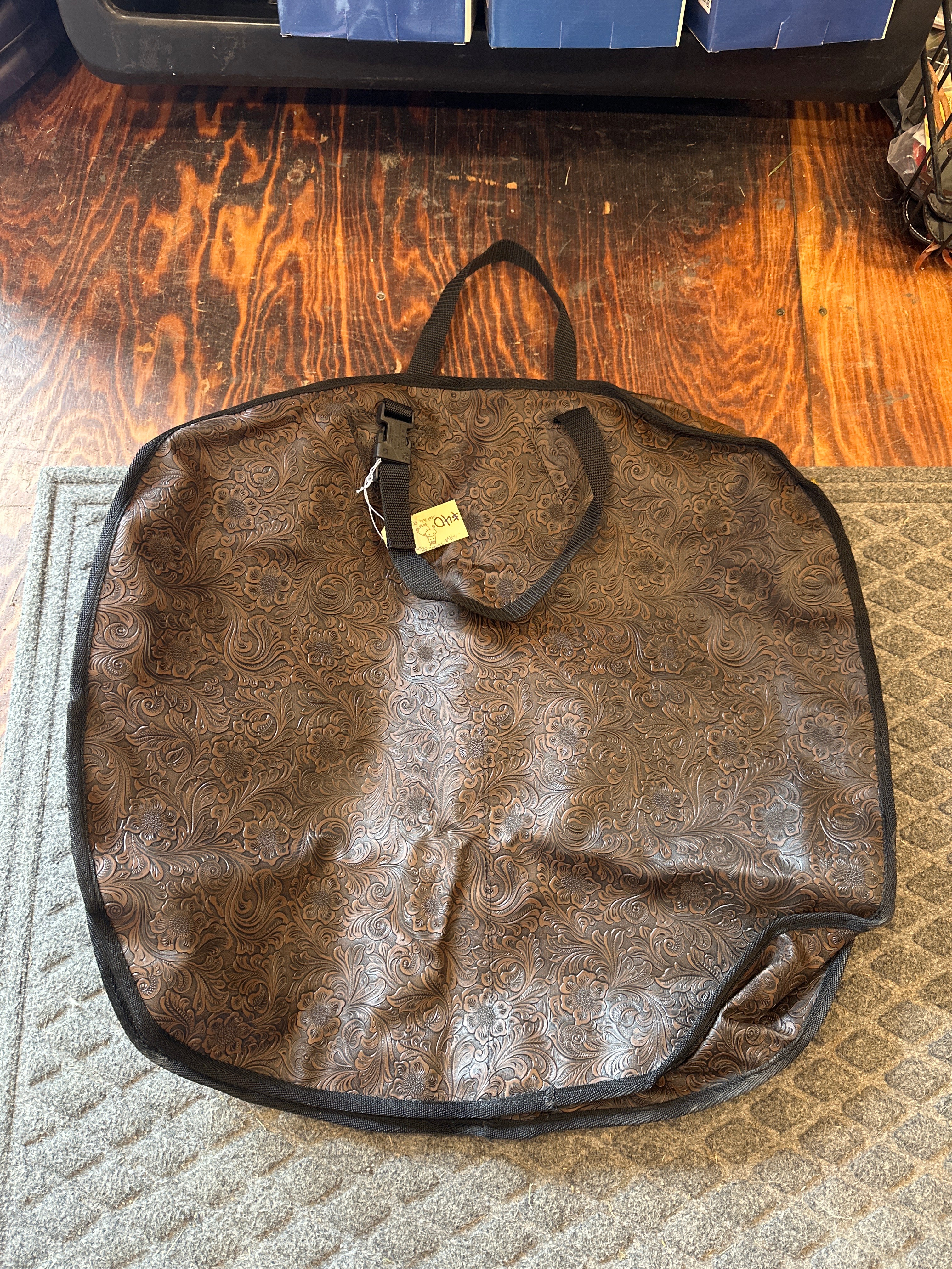 Leather floral tooling rope bag