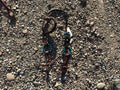 Ring one ear headstall burgundy leather with turquoise accents