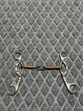 Brown steel sliding gag bit with silver overlay shanks