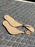 Light leather basket stamped spur straps