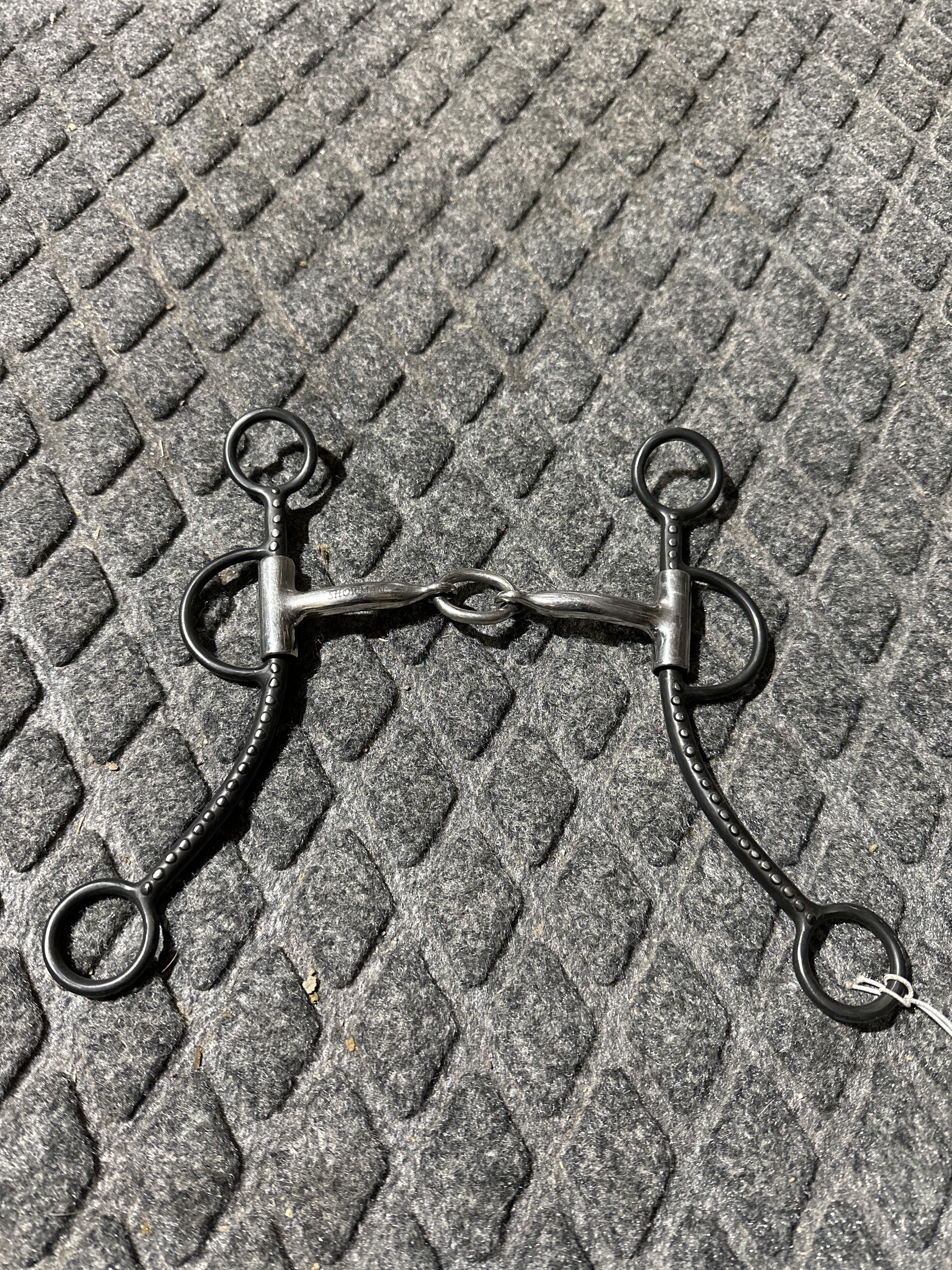 Smooth snaffle with lifesaver long shank bit with dotted accents