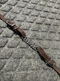 Brown nylon chain pony chin strap