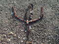 Maroon, teal & white beaded pony headstall & breast collar set
