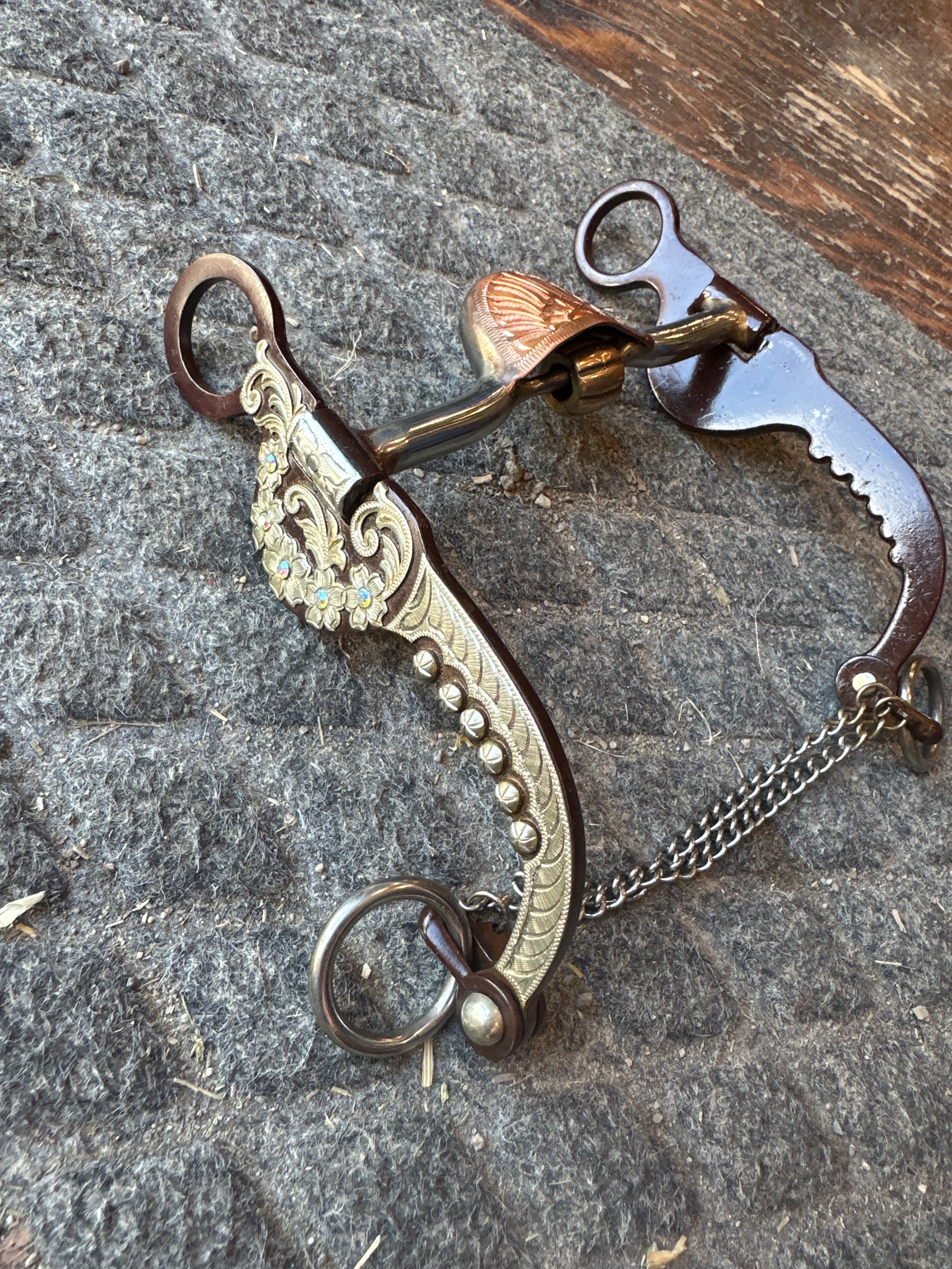 German silver floral trim bit with spade and copper roller