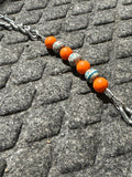 Aztec and orange silicone bead curb strap Pretty Polos by Jessie