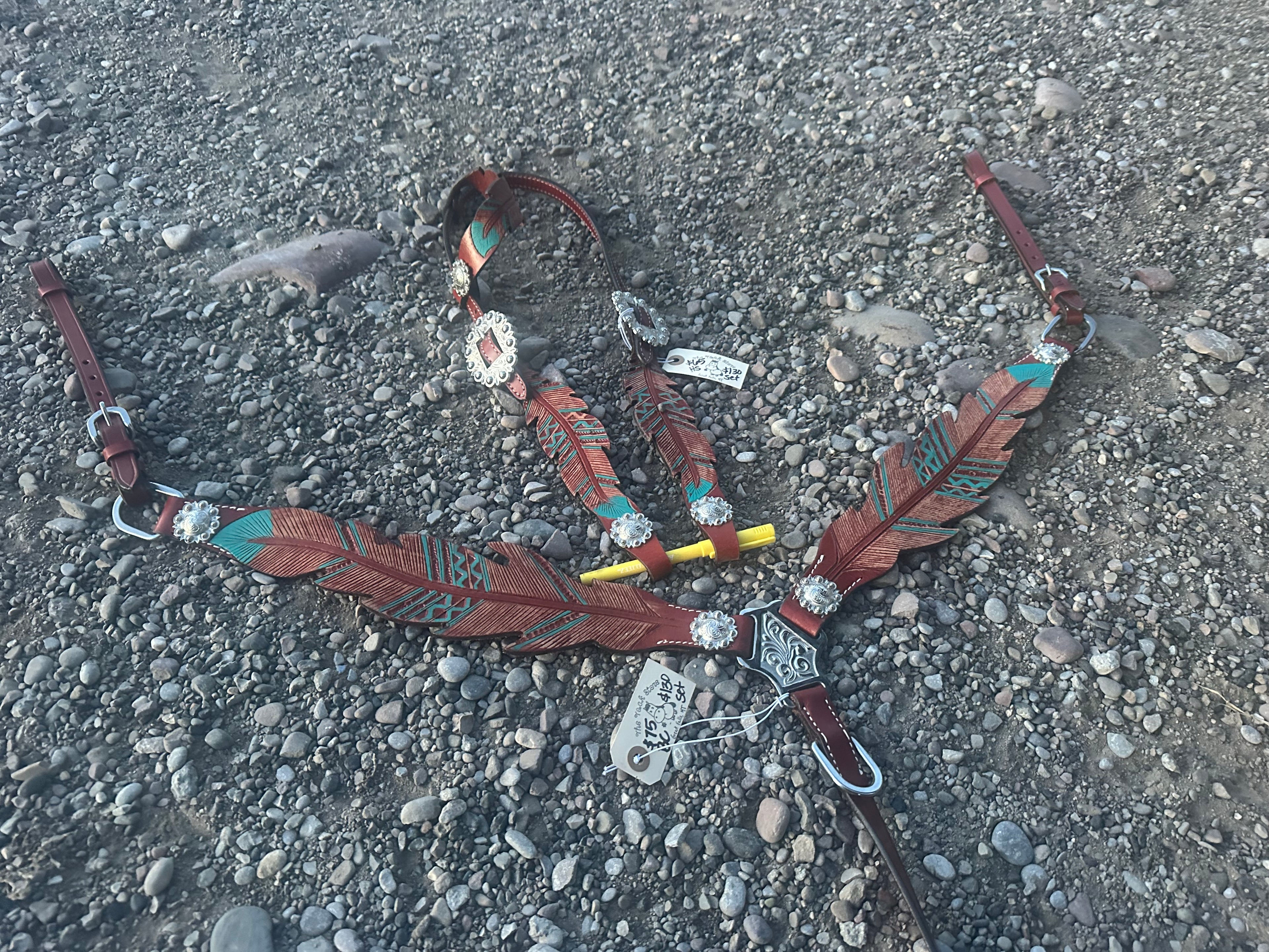 Feather headstall & matching breast collar