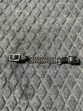 Black leather with chain chin strap