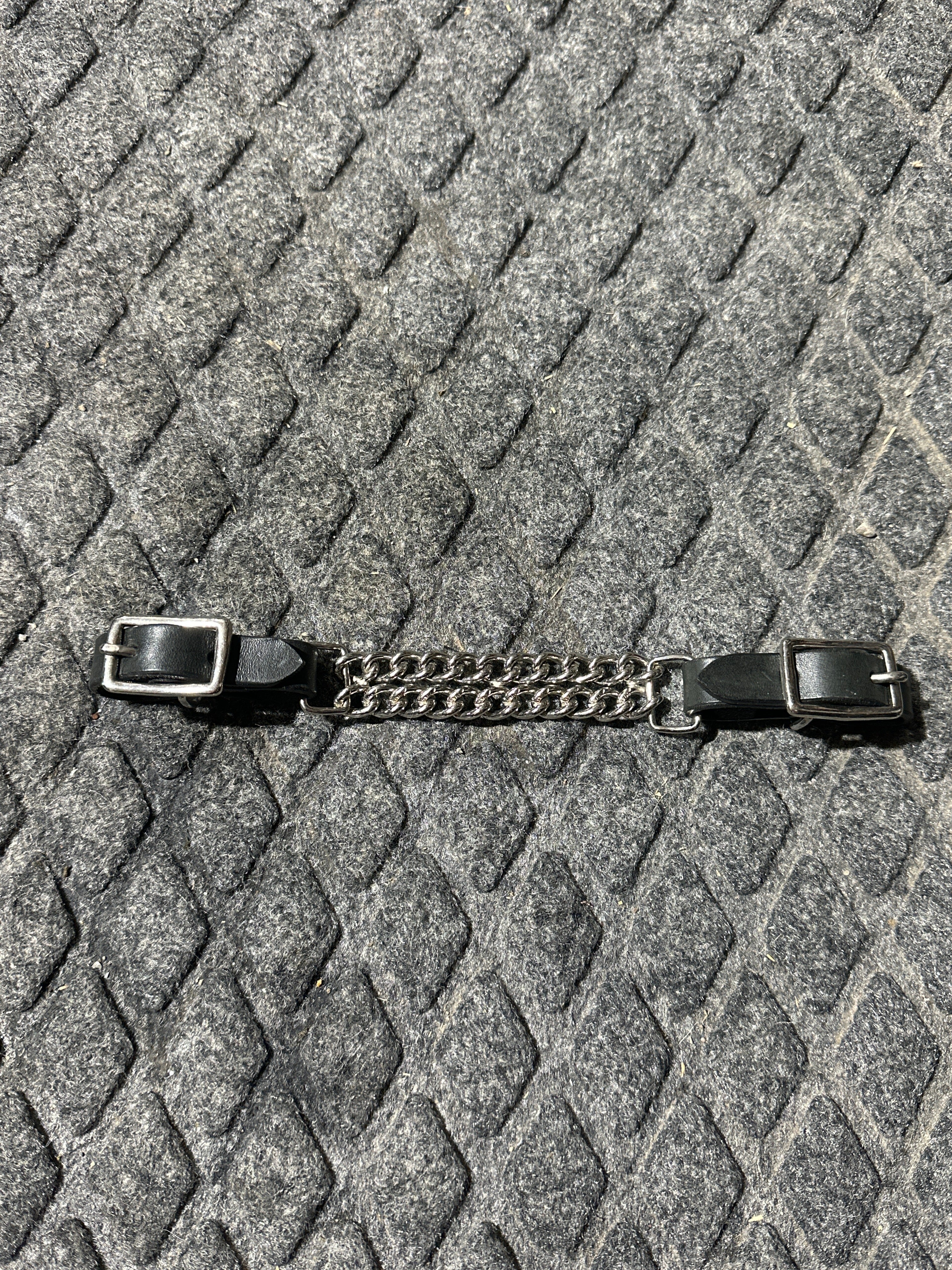 Black leather with chain chin strap