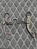 Chain bit with port and silver overlay shanks