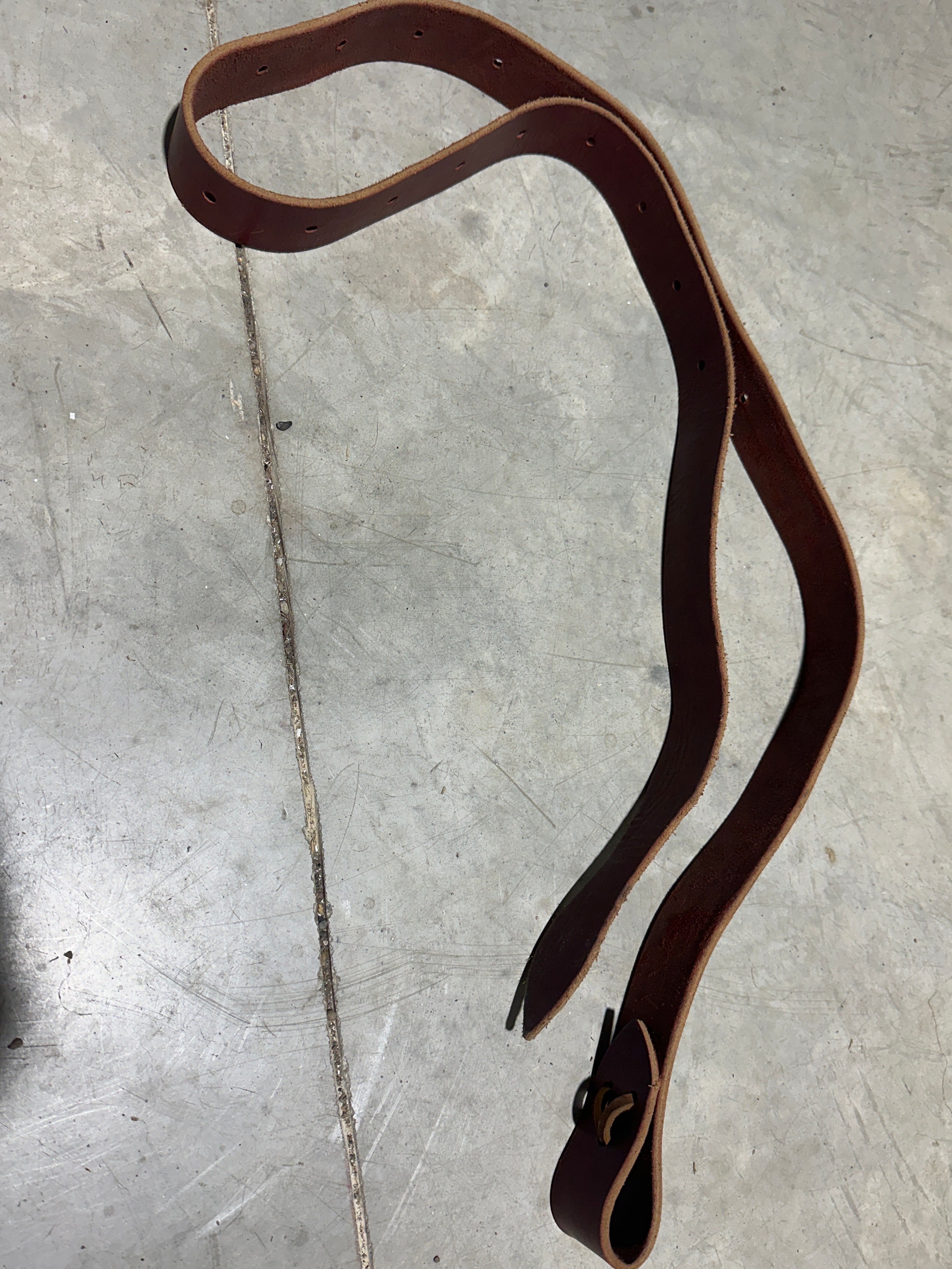 Burgundy leather latigo tapered end