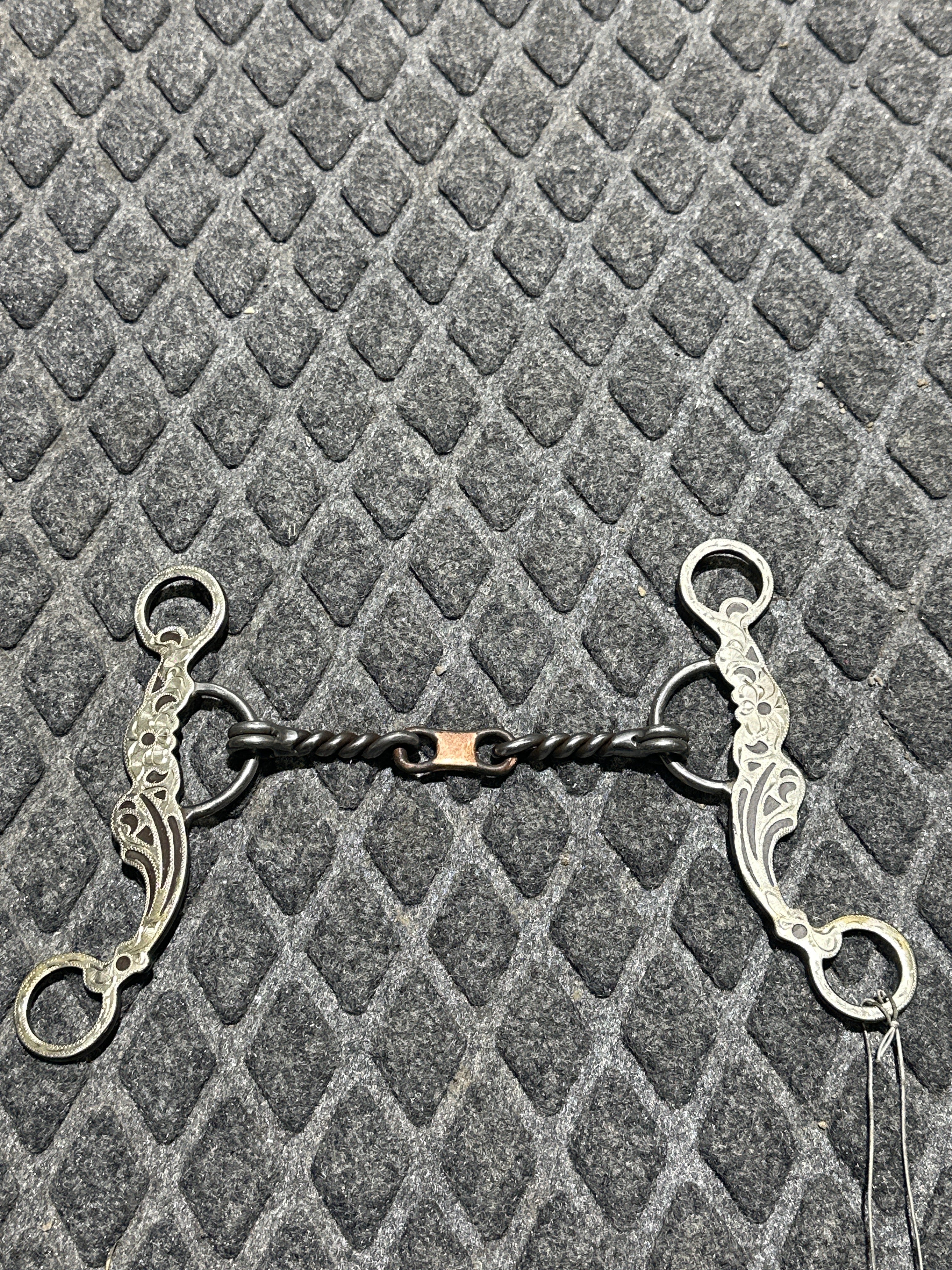 Reverse gag 3 pc twisted wire dog bone with silver overlay shanks