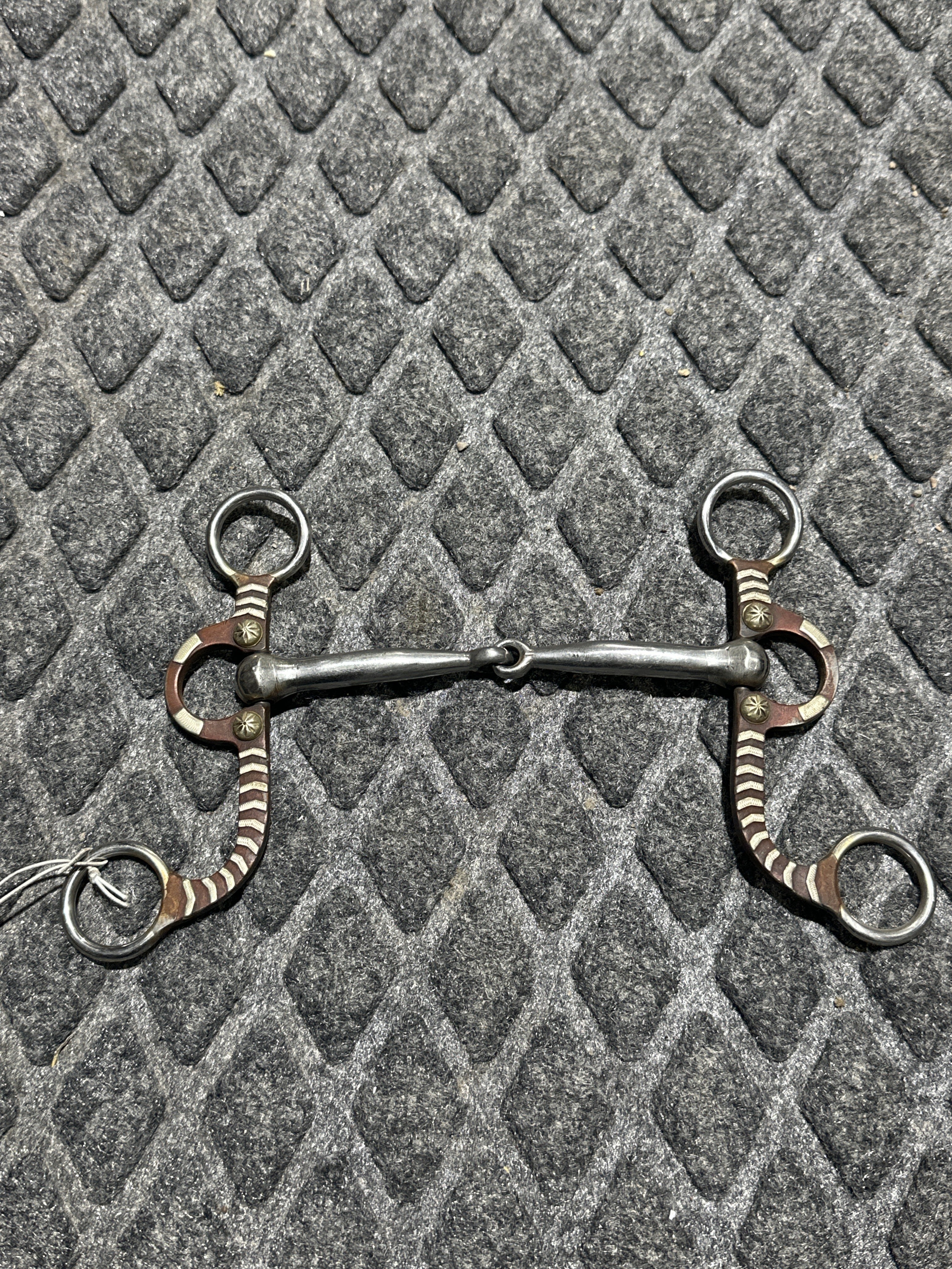 2 pc smooth snaffle with silver over lay shank