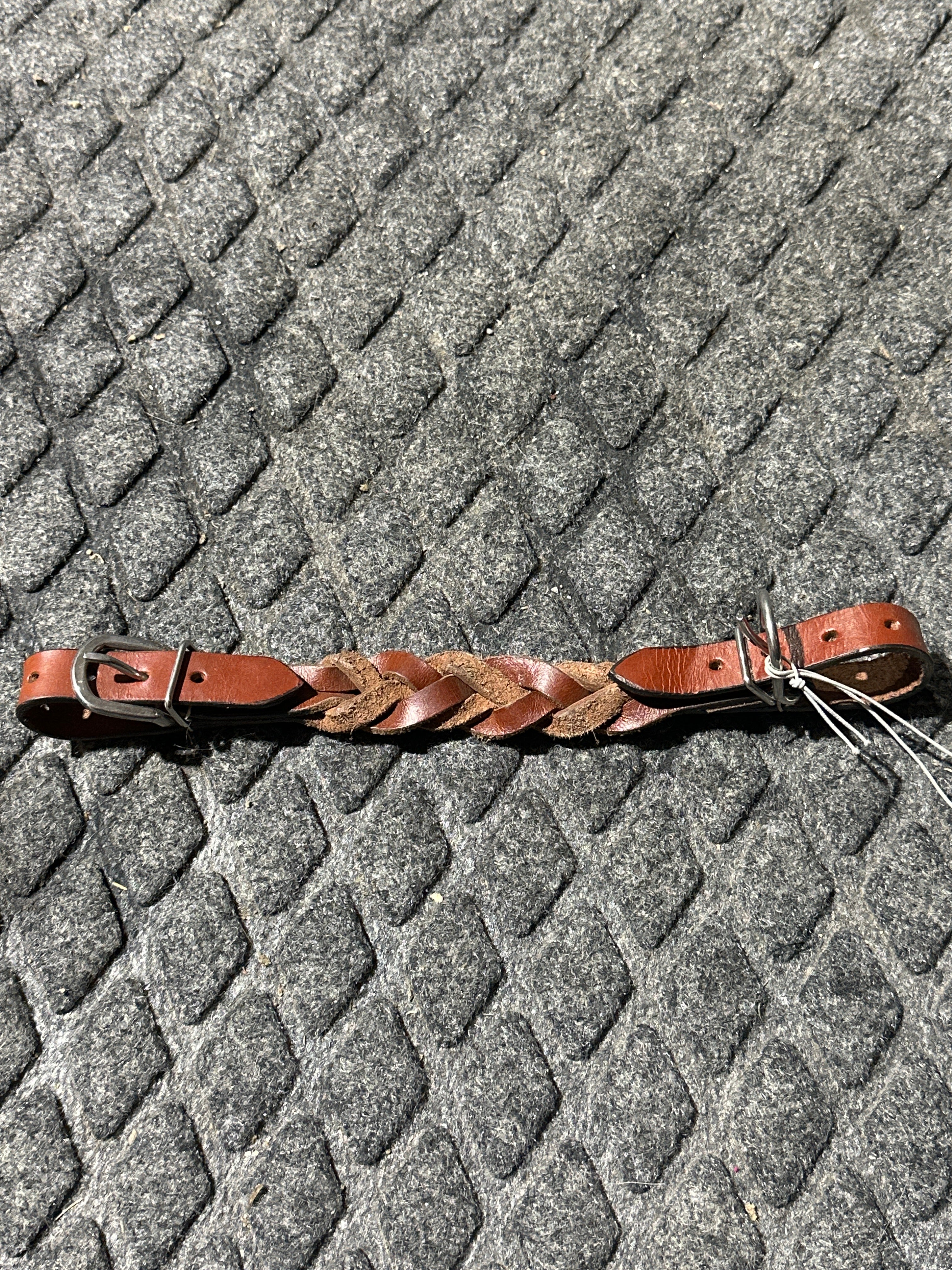 Braided leather chin strap