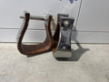 4” tread polished stainless steel covered wood stirrups