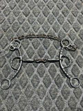 3 pc smooth with copper wrapped dog bone gag bit with dotted shanks