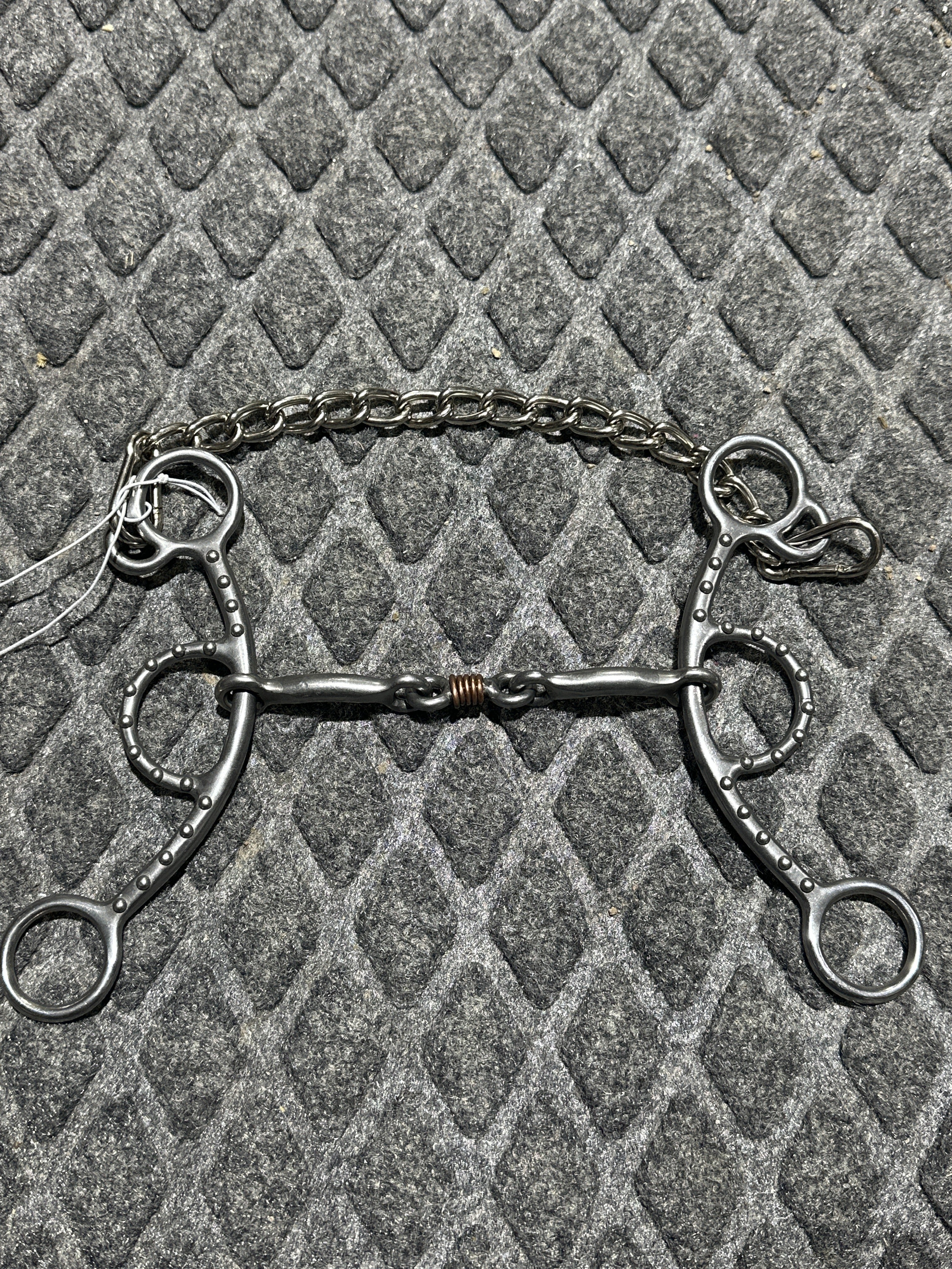 3 pc smooth with copper wrapped dog bone gag bit with dotted shanks