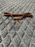 Medium oil leather chin strap with pineapple knots