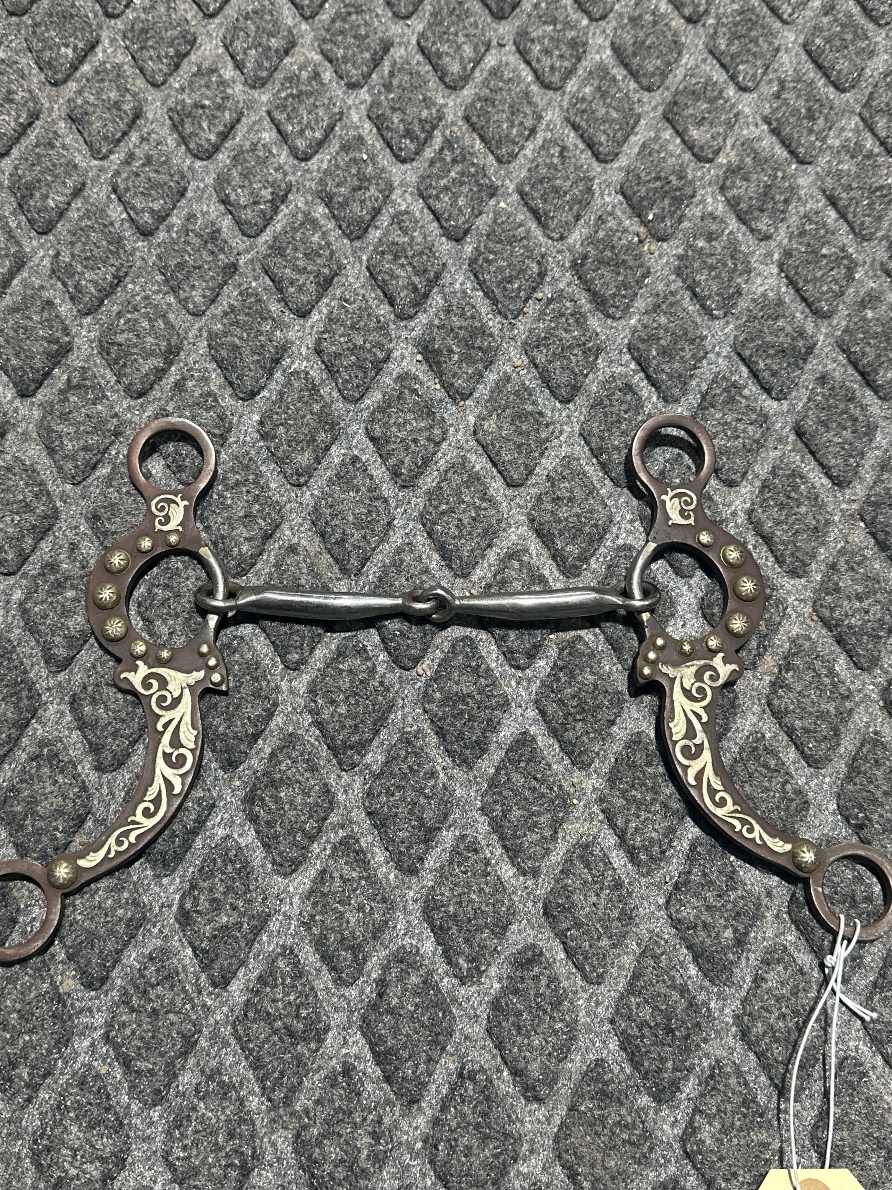 Brown steel shanks bit with silver overlay 2 pc smooth mouth with gag