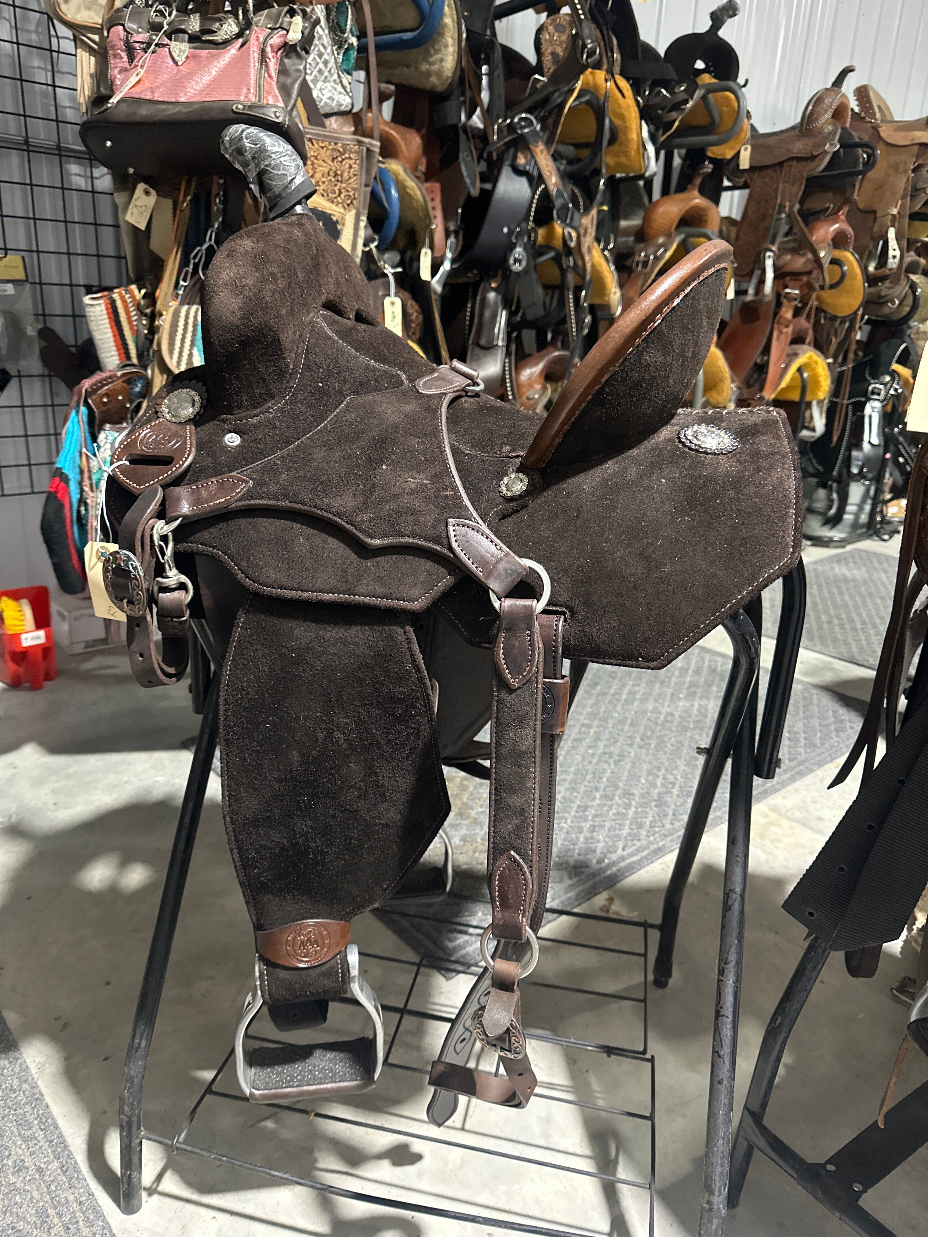 14” triple a hybrid lightweight all brown barrel saddle