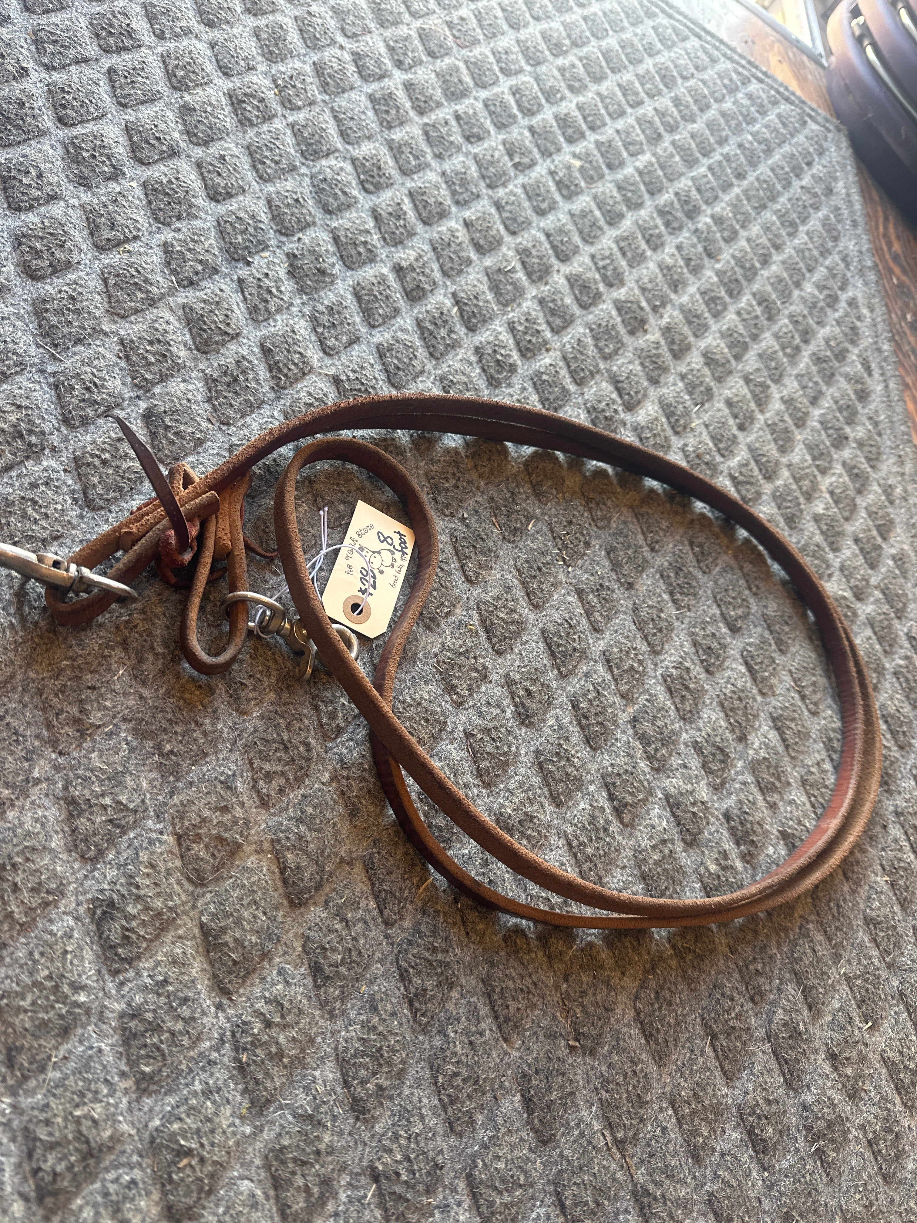 8’ flat leather rope rein used