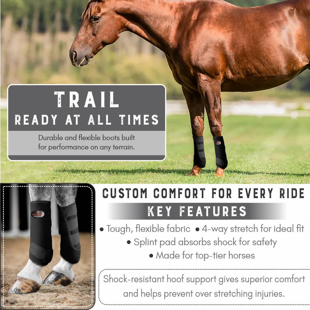 Hilason Horse rear Leg Sport Boots Blue ZigZag / Medium