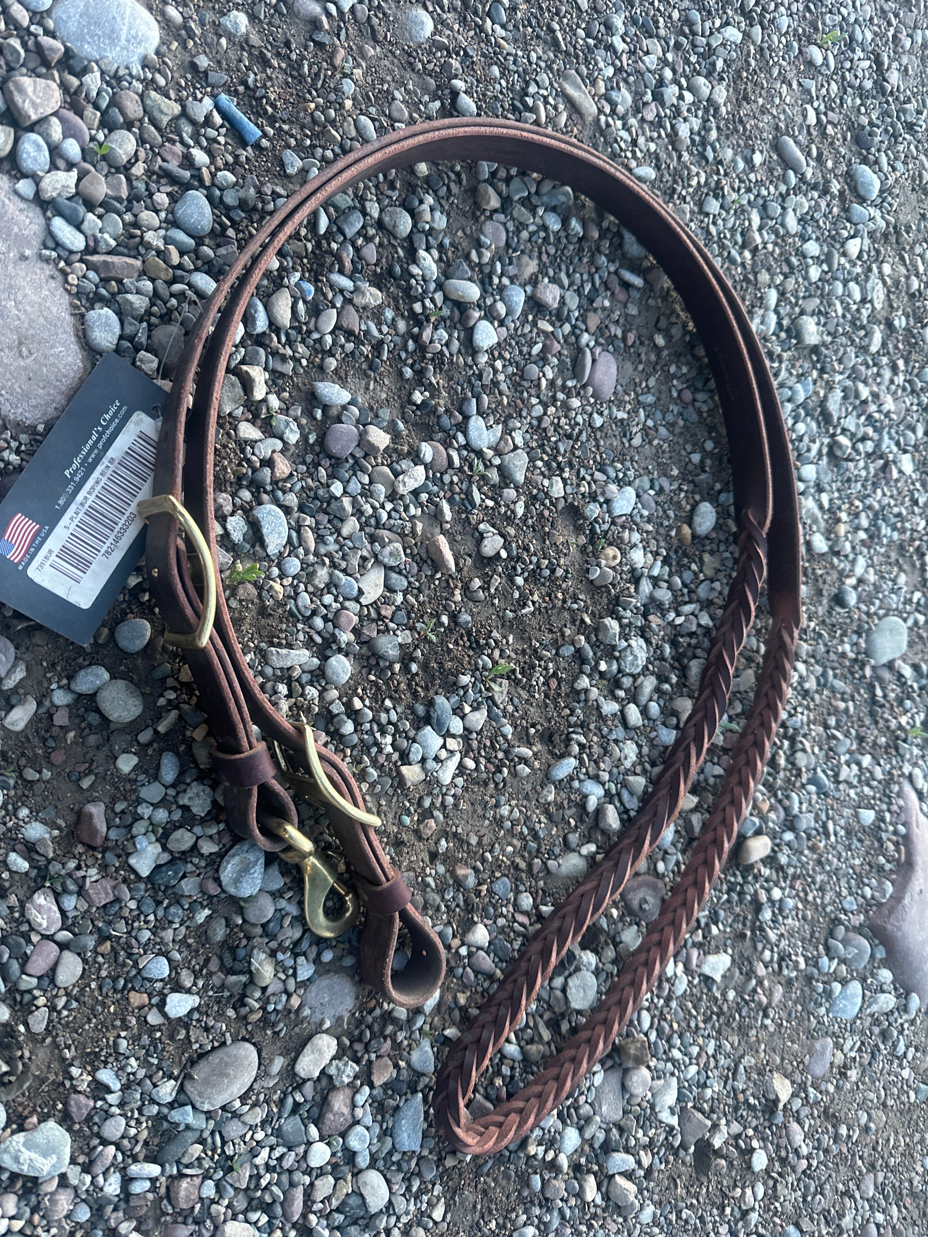 Professionals Choice 5 plait burgundy roping rein braided