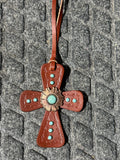 Medium tone cross with turquoise accents