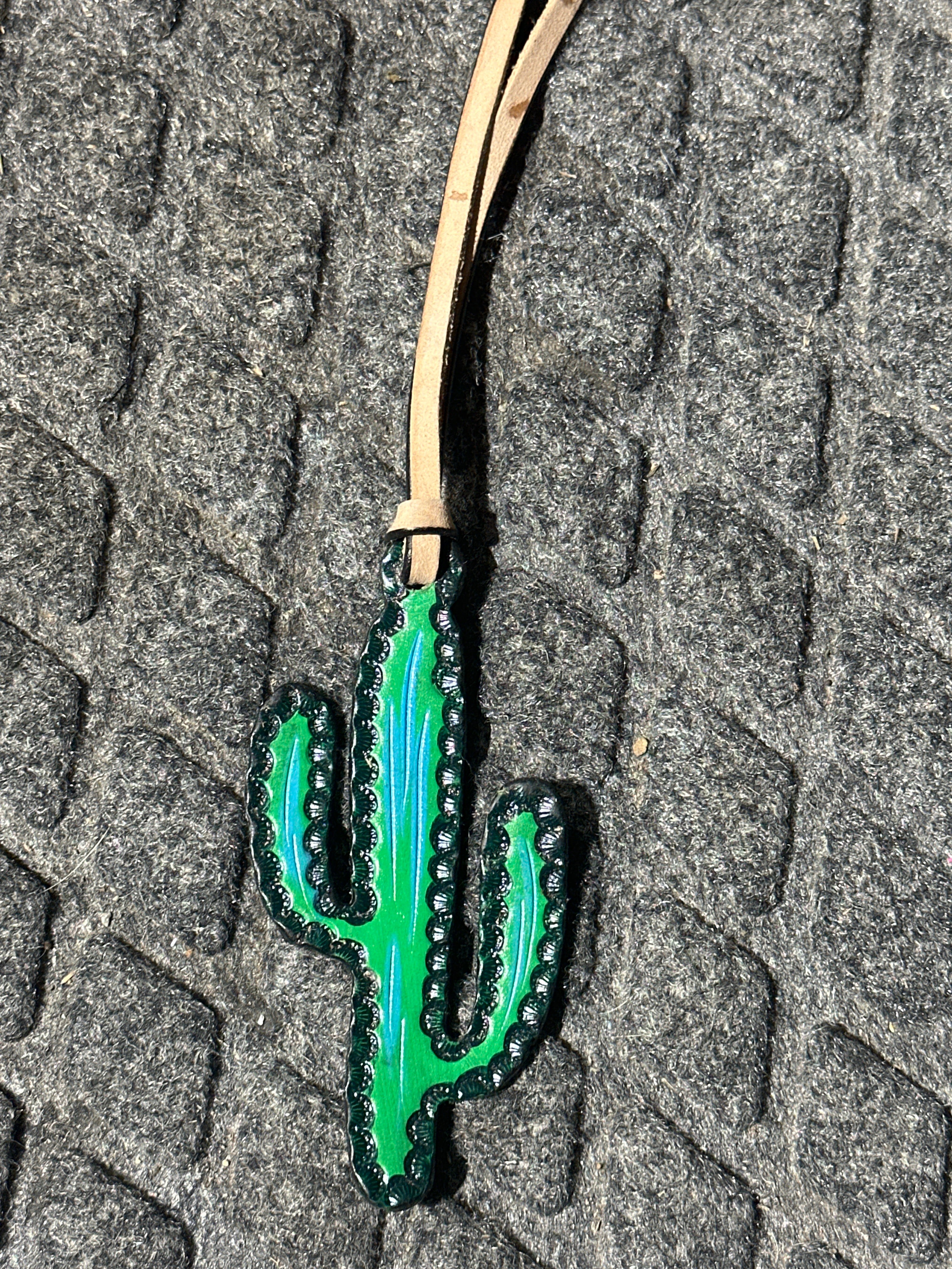 Cactus tie on saddle charm