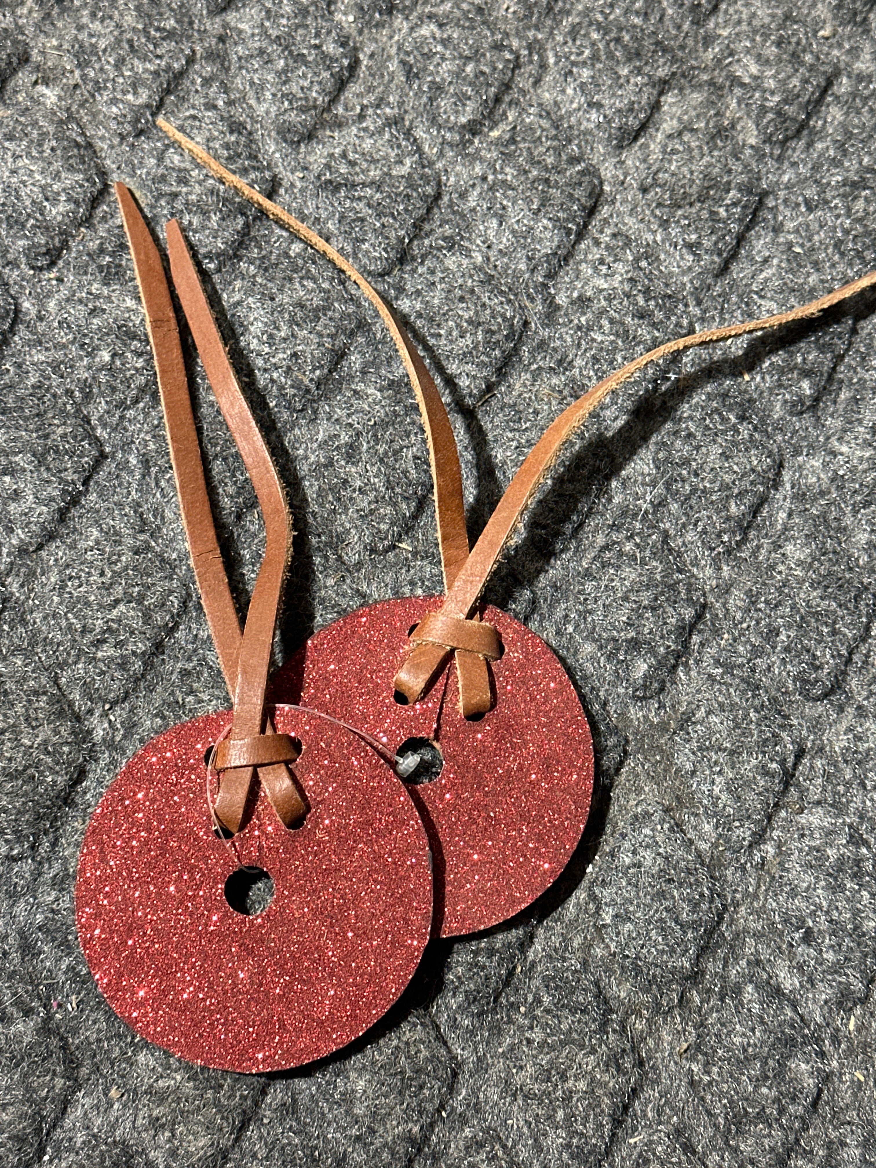 Red glitter leather bit guards