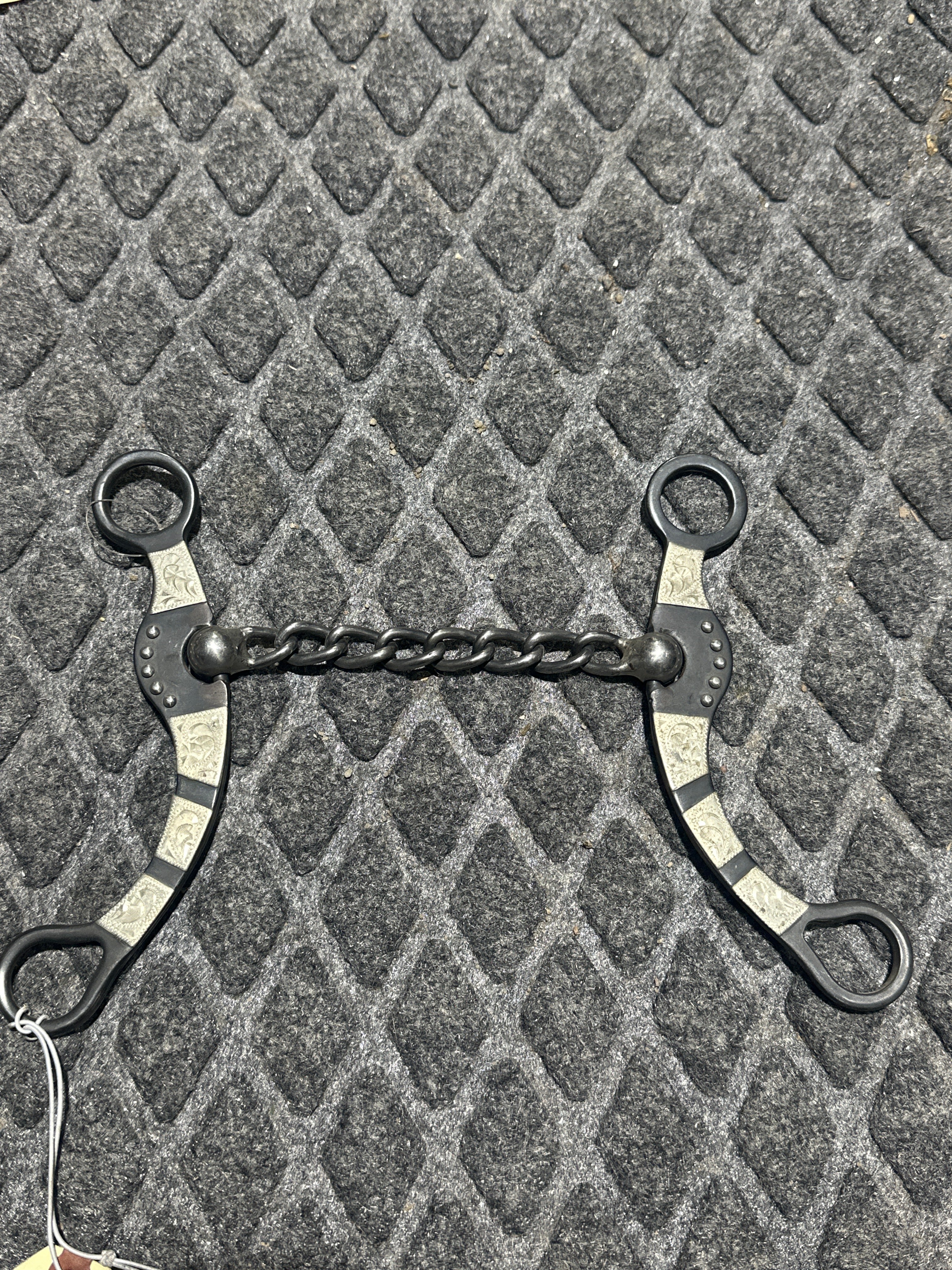 Ball hinged chain bit with silver accented shanks