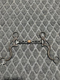 Curved shank chain bit with roller