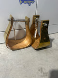 4” tread brass covered wood stirrups