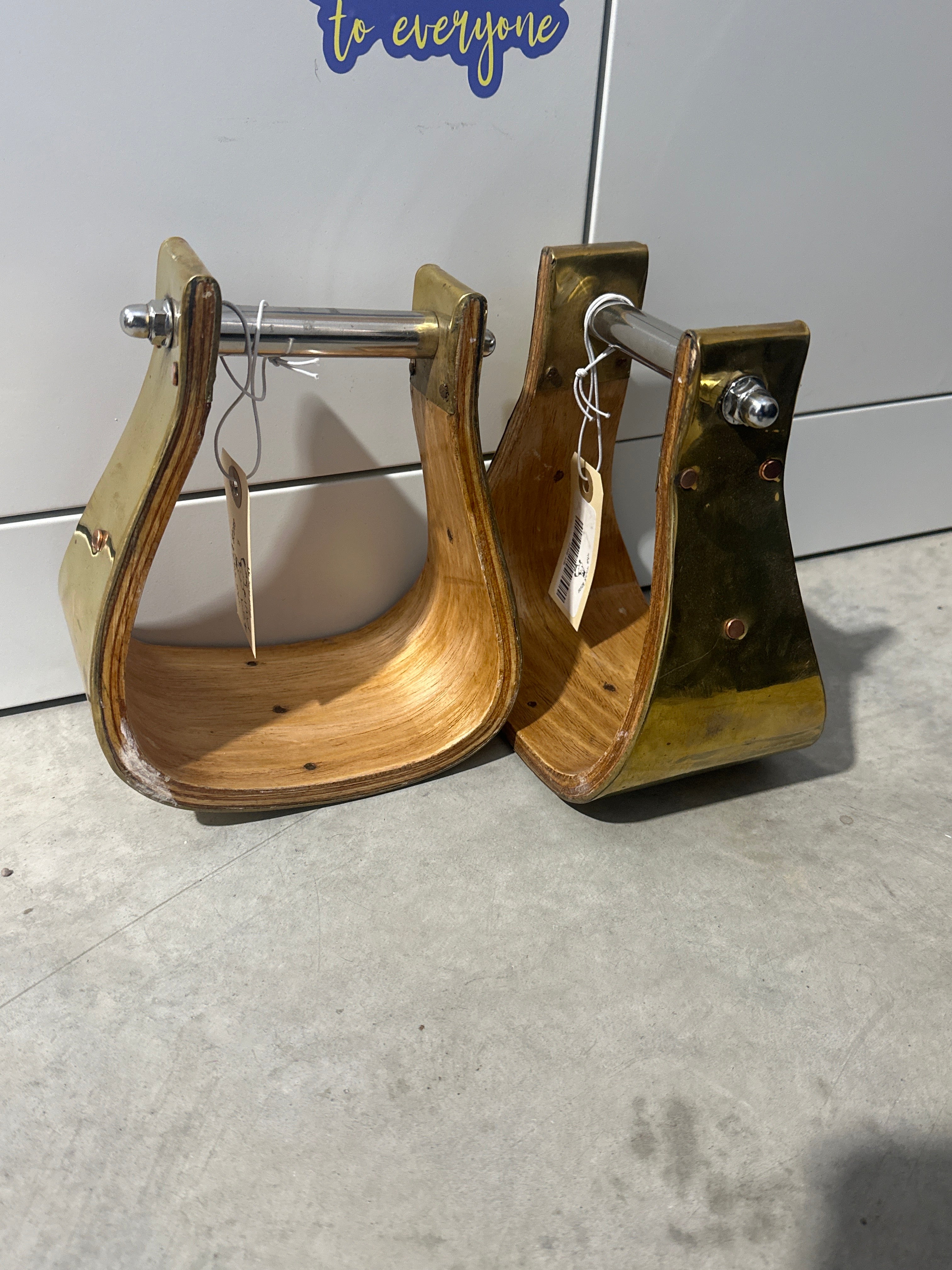 4” tread brass covered wood stirrups