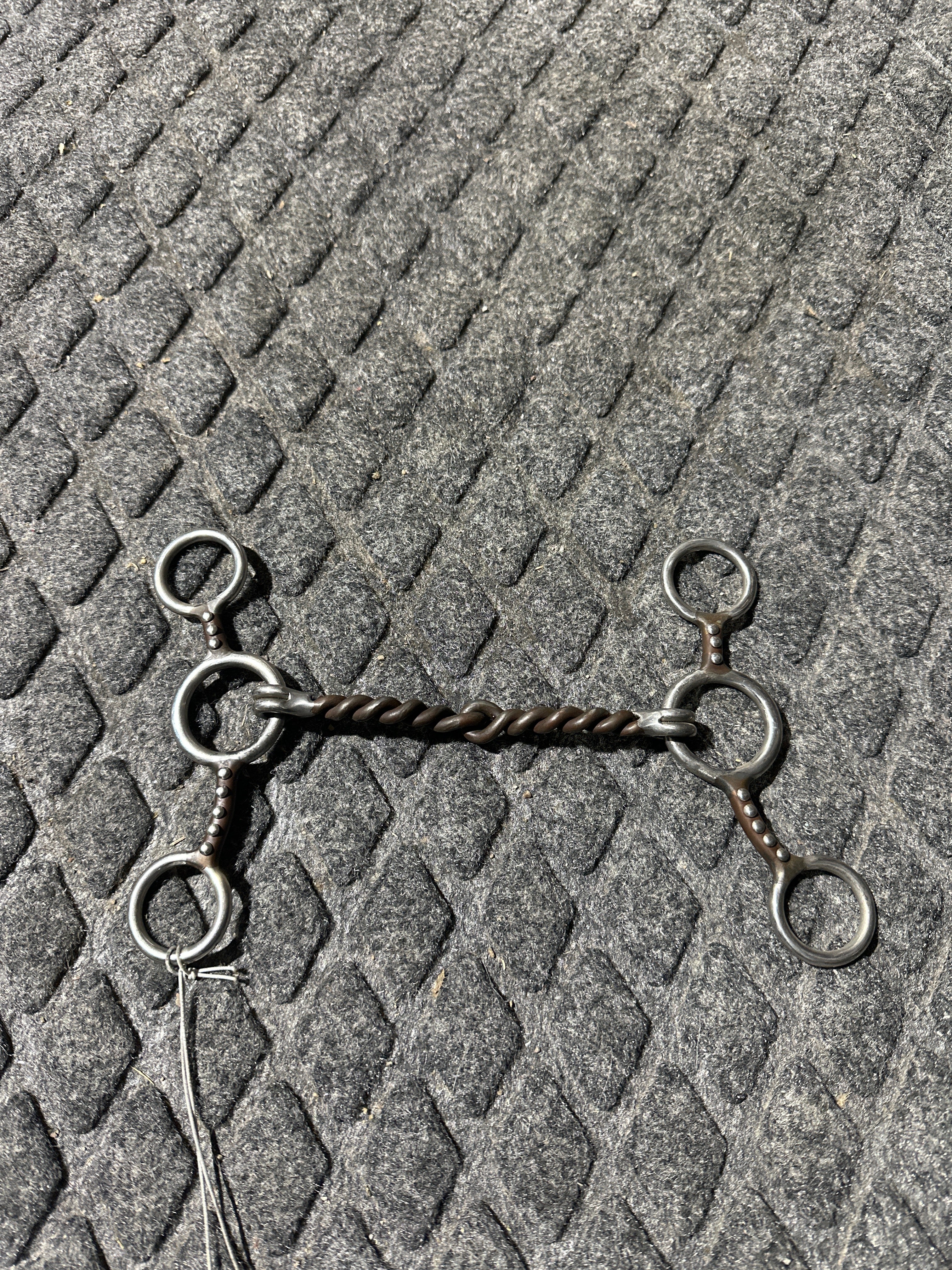 2 pc twisted wire dotted shank jr cow horse bit