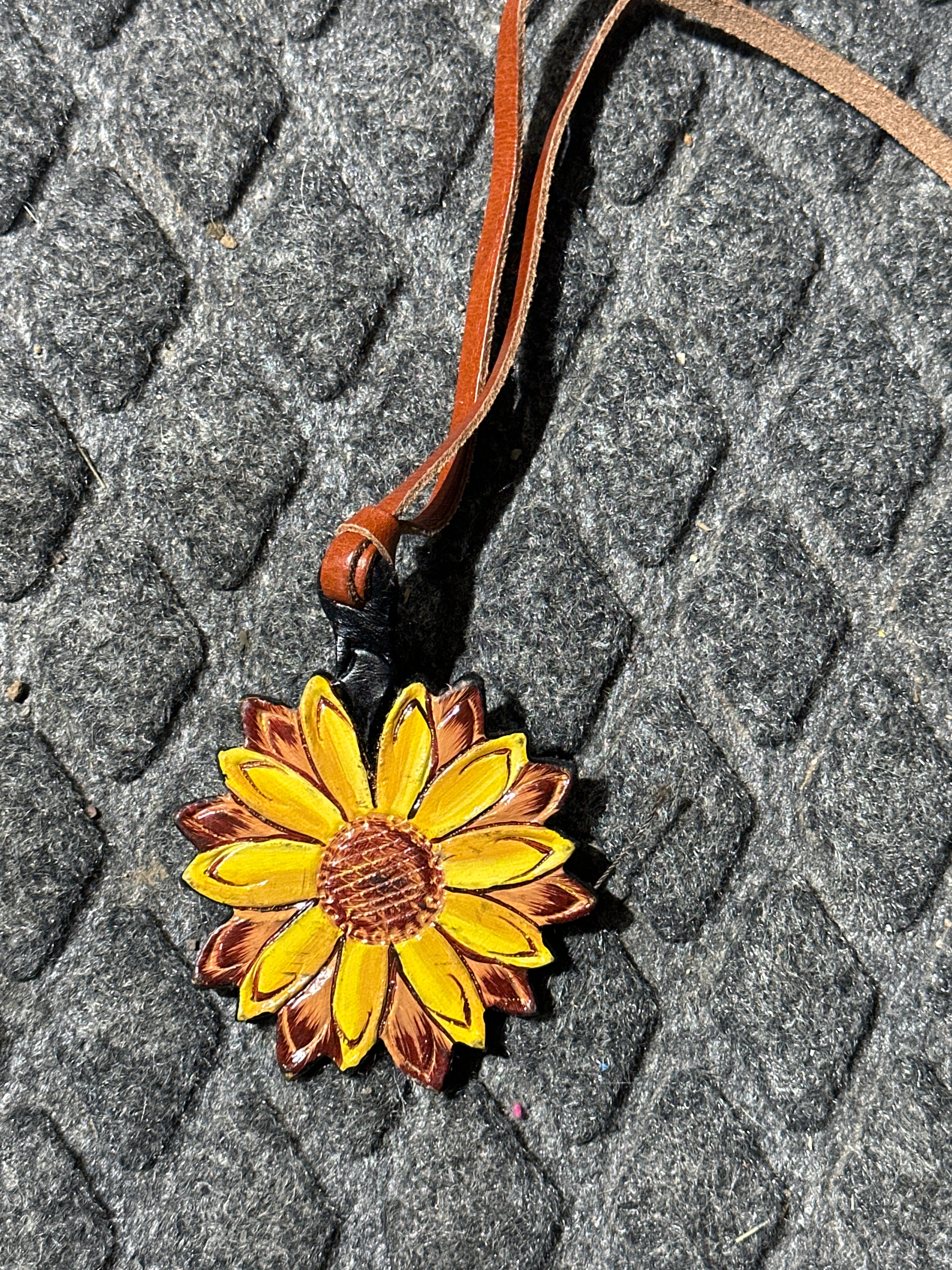 Sunflower tie on saddle charm