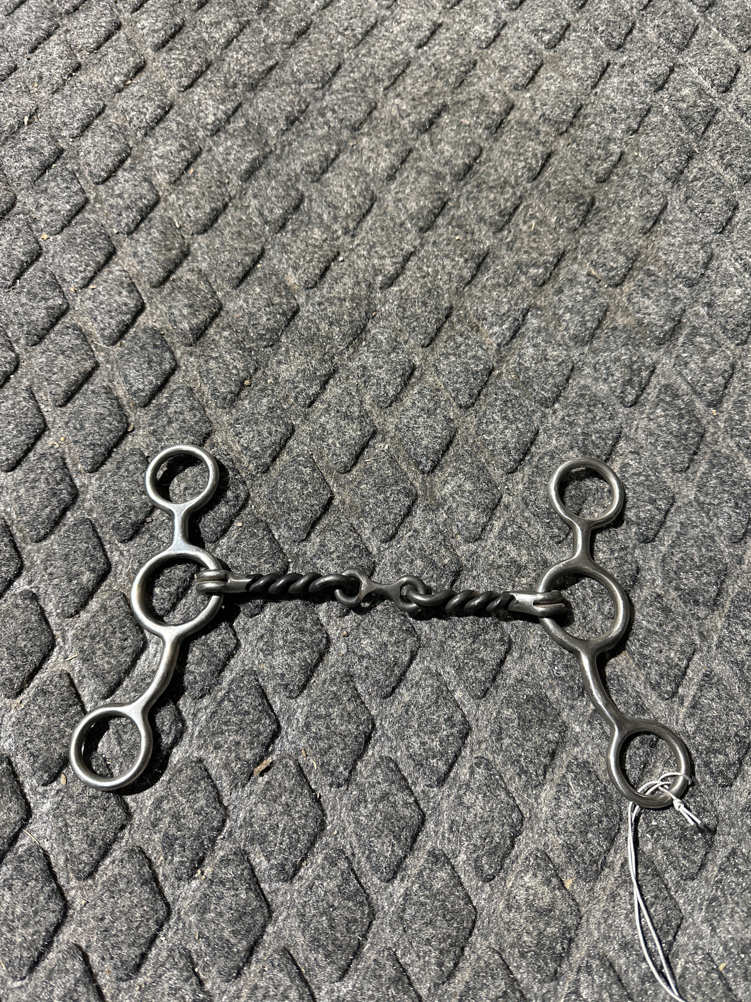 Three pc twisted wire with dog bone jr cow horse bit