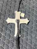 Cross with braided accents tie on saddle charm