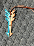 1/2 turquoise & bronze painted arrow tie on saddle charm