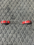 Red nylon chain chin strap