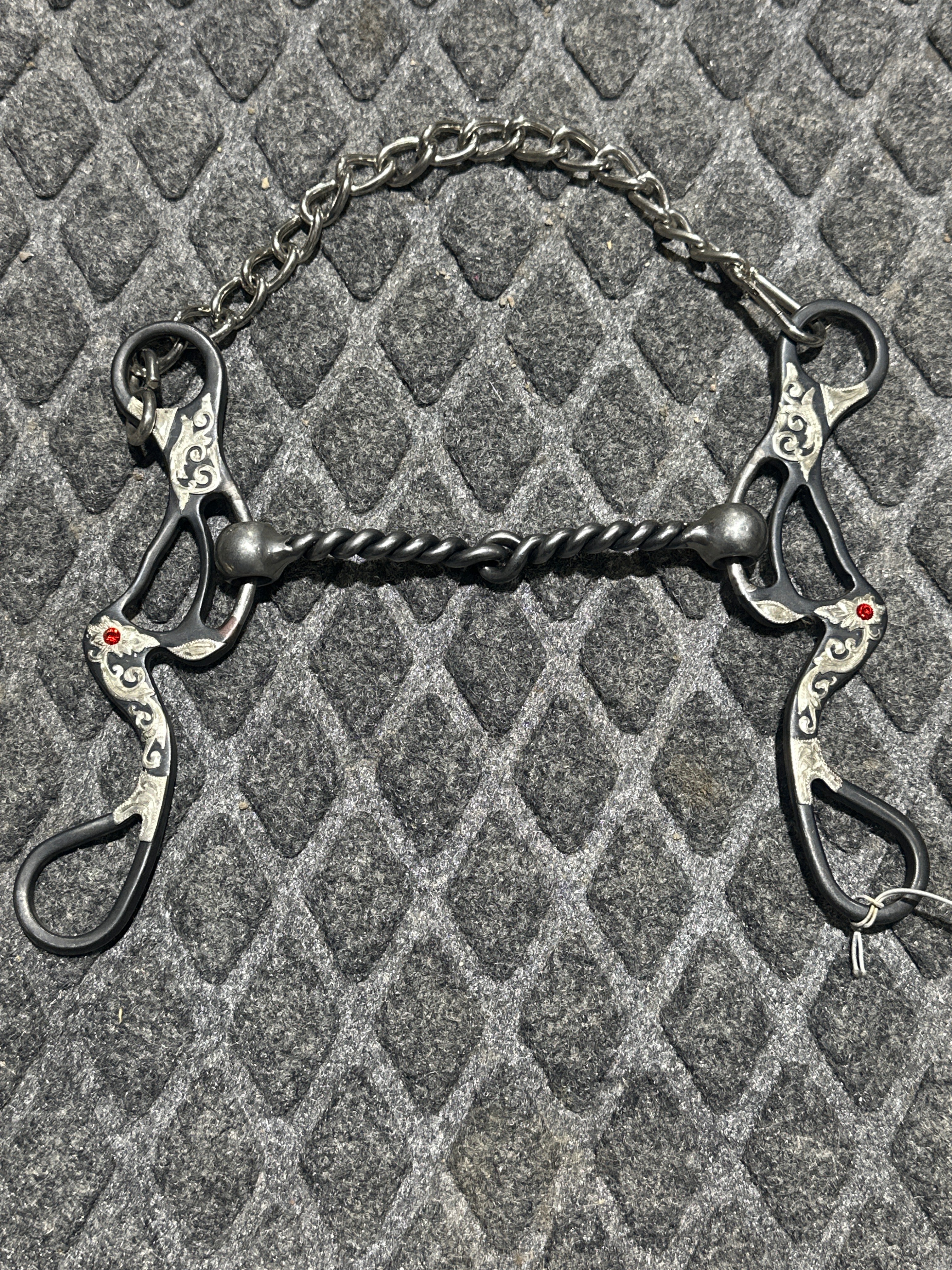 2 pc twisted wire gag bit with silver overlay shanks