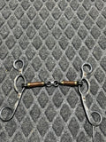 3 pc copper wrapped sliding gag bit with floral silver accent shanks