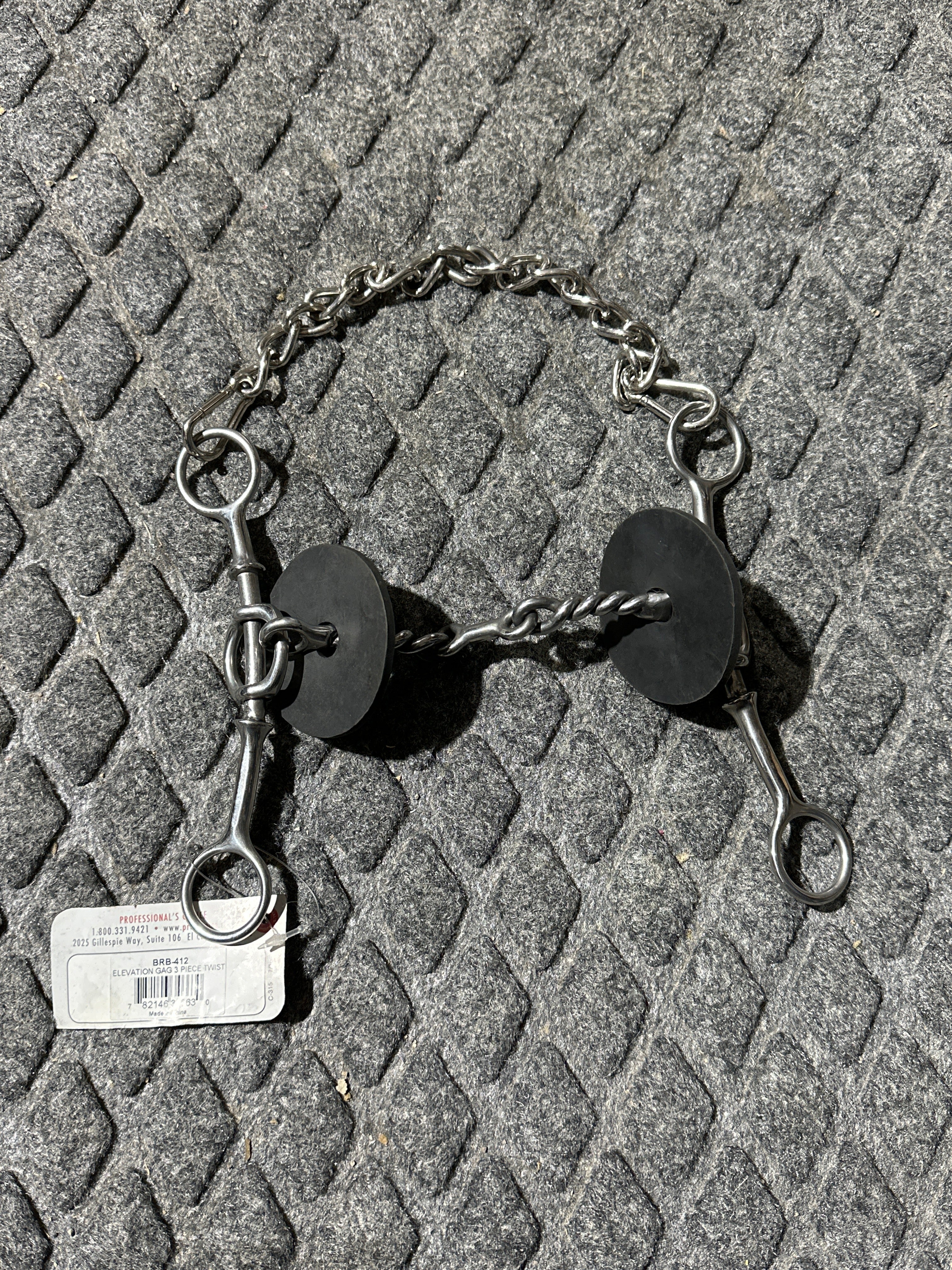 Professionals Choice elevation 3 pc twisted wire with dog bone gag bit